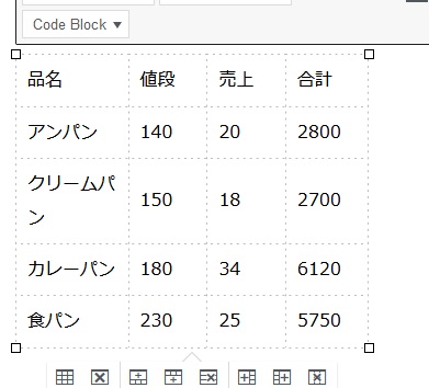 エクセルの内容をクラシックボックスに貼り付けた画像