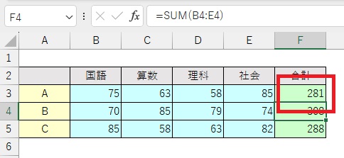 合計が出た表の画像2