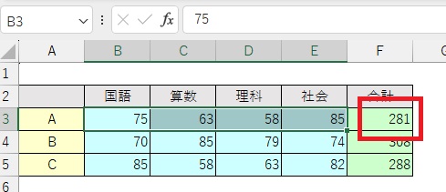 合計が出た表の画像3