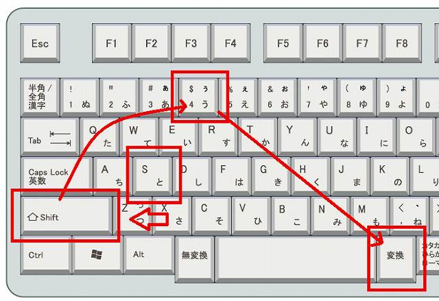 かな入力でトゥの打ち方の画像