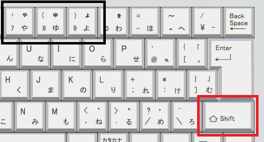 かな字入力のちいさな「やゆよ」の必要キーの画像