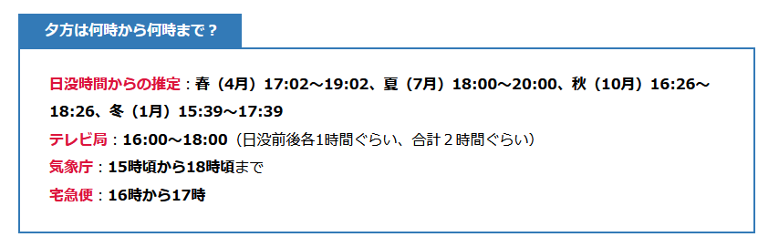 夕方の時間帯を示した画像