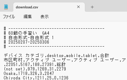 csvファイルの内容の画像