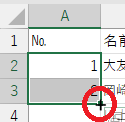 セルA3の右下＋の画像